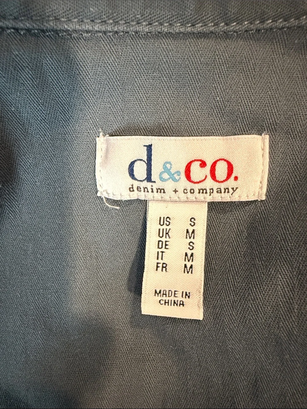 Denim&Co Women's Oversized Small Button-Front Jean Jacket in Slate Blue-Green